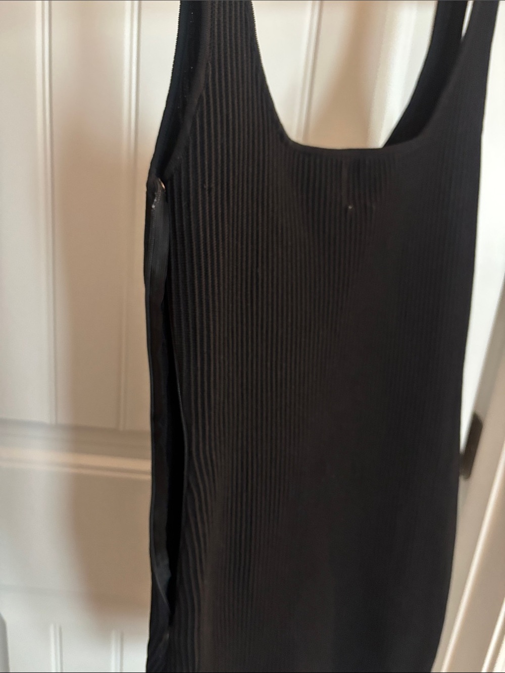 Stretch Ribbed Black Mini Dress - Picture 3 of 3